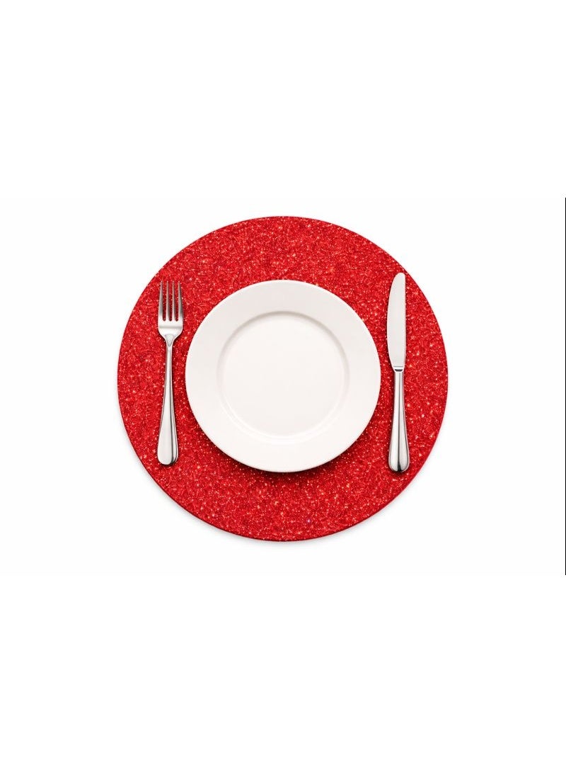 Red Star Sequin Placemats Set of 6 Festive Table Mats for Christmas & Parties - Image 4